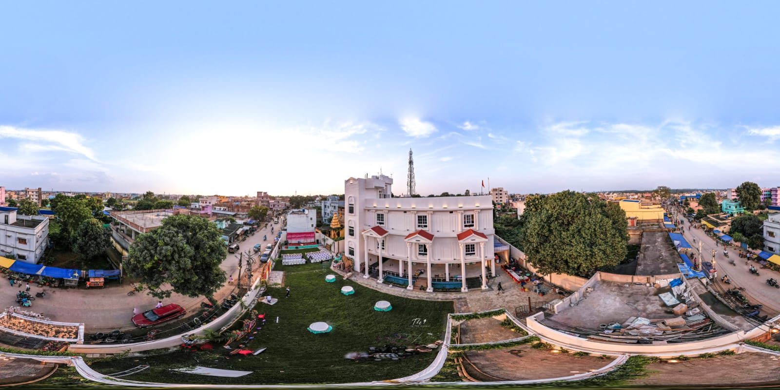 Drone panorama of the Aarambh Banquet venue and its surroundings in Ranchi